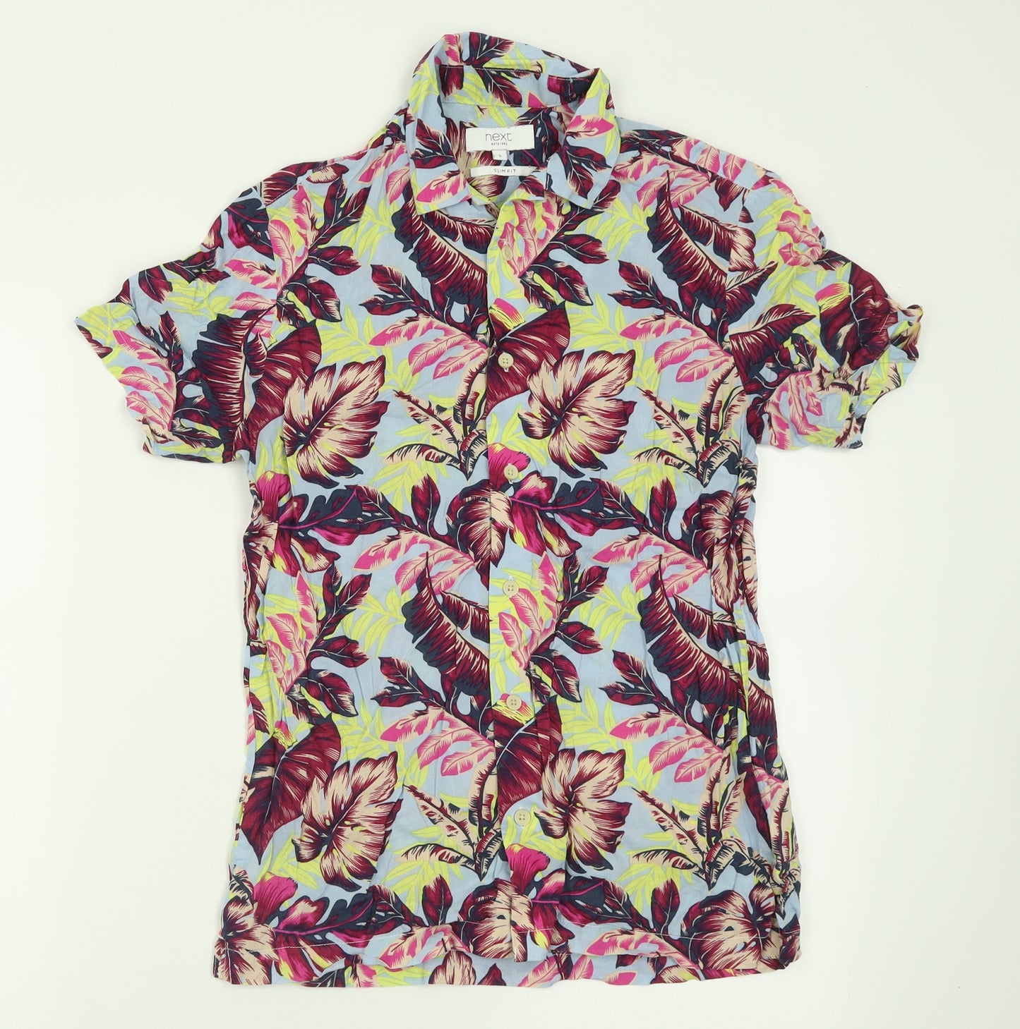 NEXT Womens Multicoloured Geometric Cotton Basic Button-Up Size S Collared