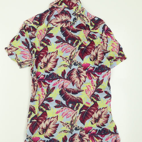 NEXT Womens Multicoloured Geometric Cotton Basic Button-Up Size S Collared
