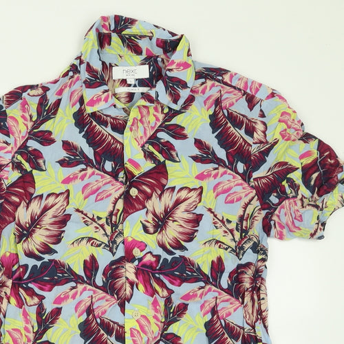 NEXT Womens Multicoloured Geometric Cotton Basic Button-Up Size S Collared