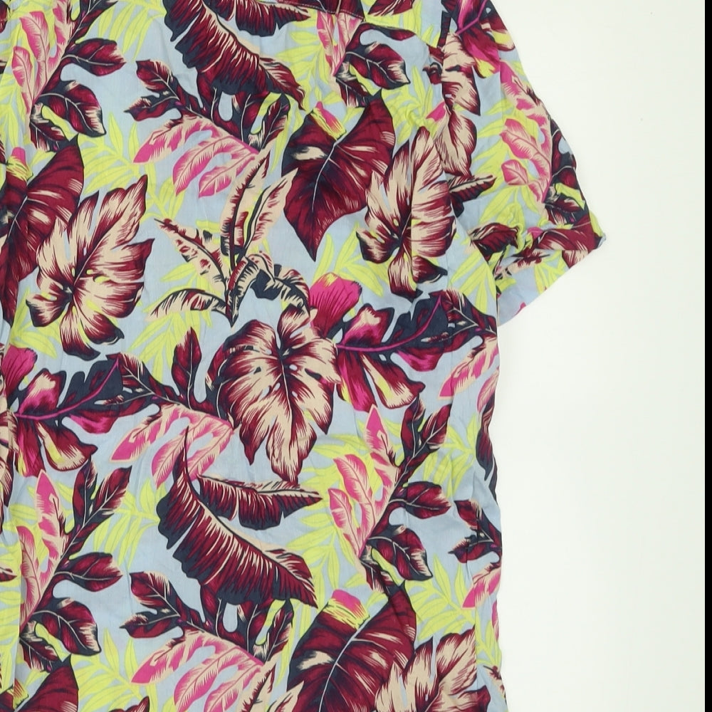 NEXT Womens Multicoloured Geometric Cotton Basic Button-Up Size S Collared