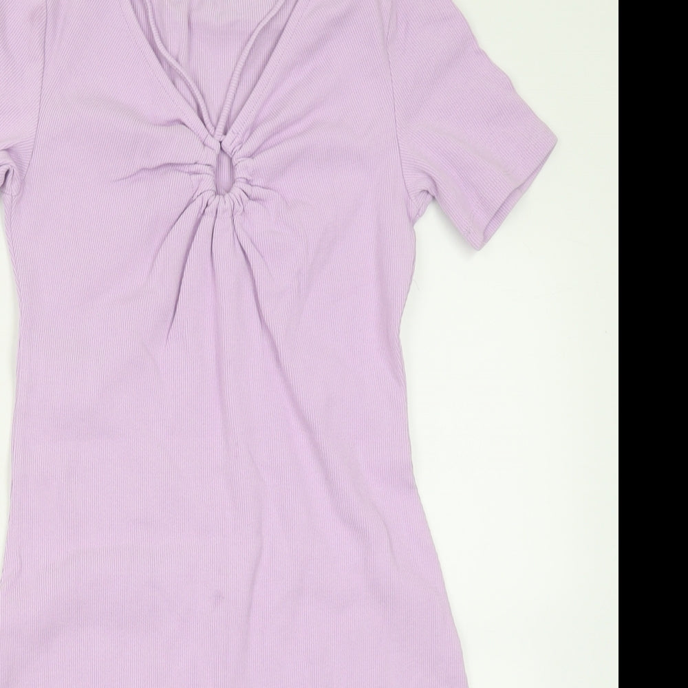 Primark Womens Purple  Cotton Bodycon  Size 10  V-Neck Pullover