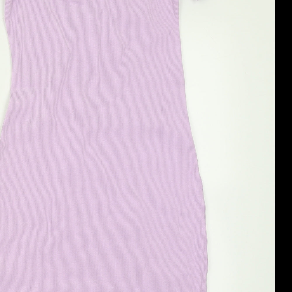 Primark Womens Purple  Cotton Bodycon  Size 10  V-Neck Pullover