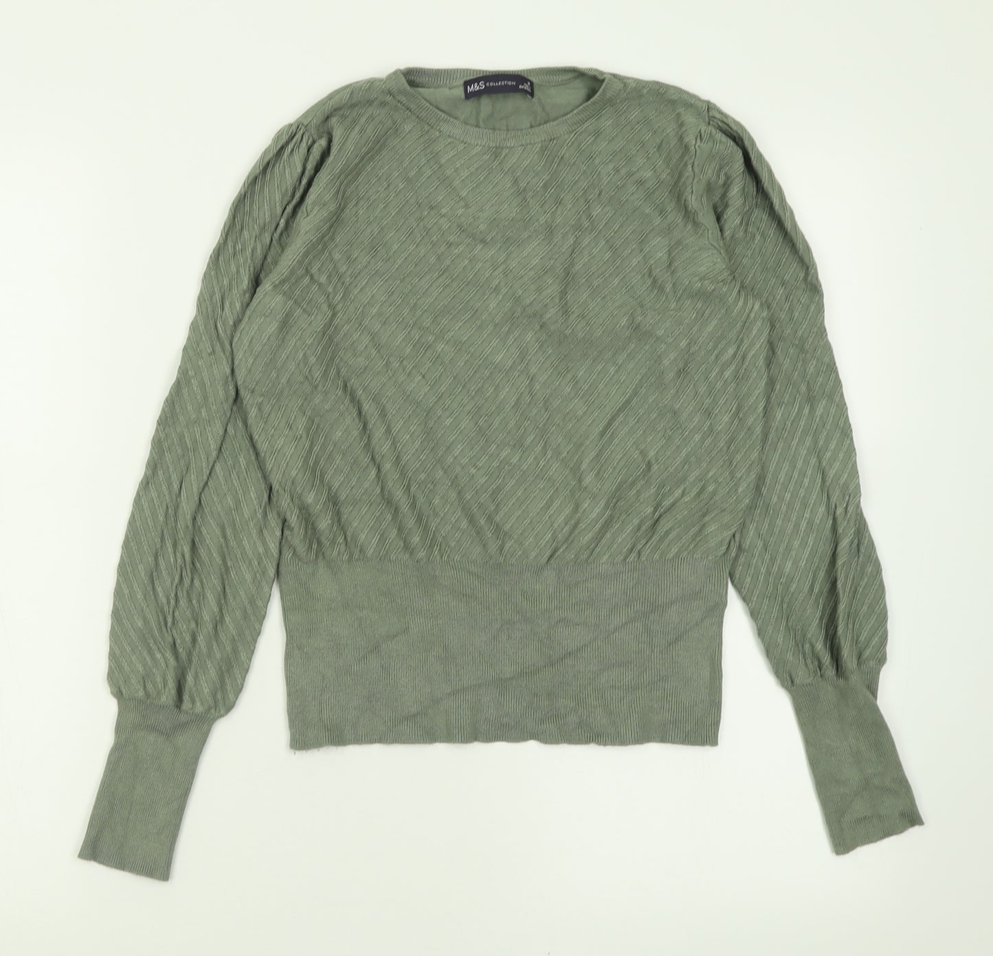 Marks and Spencer Womens Green Crew Neck  Viscose Pullover Jumper Size 10