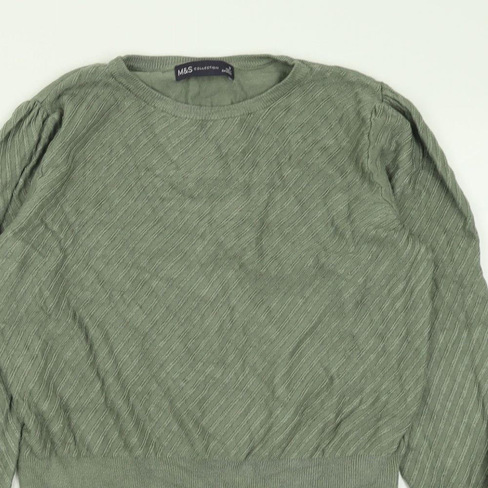 Marks and Spencer Womens Green Crew Neck  Viscose Pullover Jumper Size 10