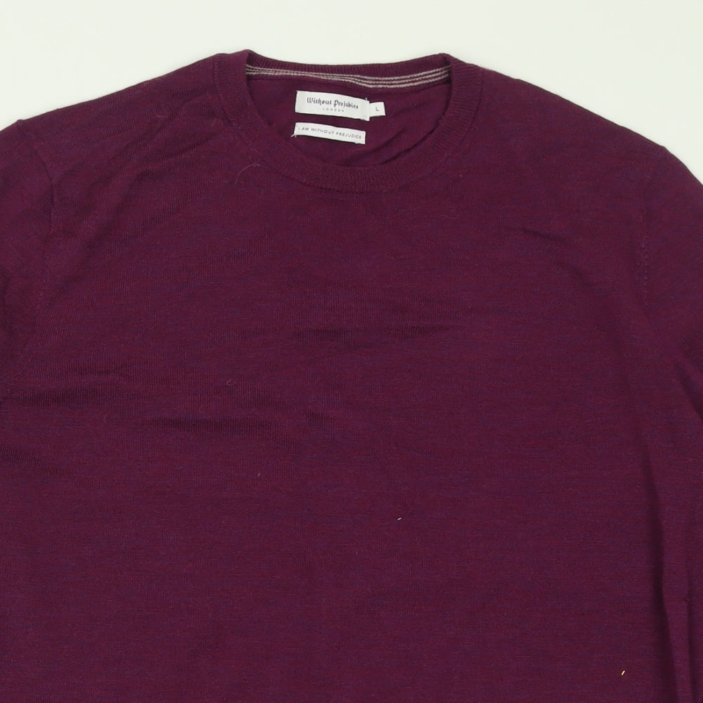 Without Prejudice Womens Purple Crew Neck  Wool Pullover Jumper Size L