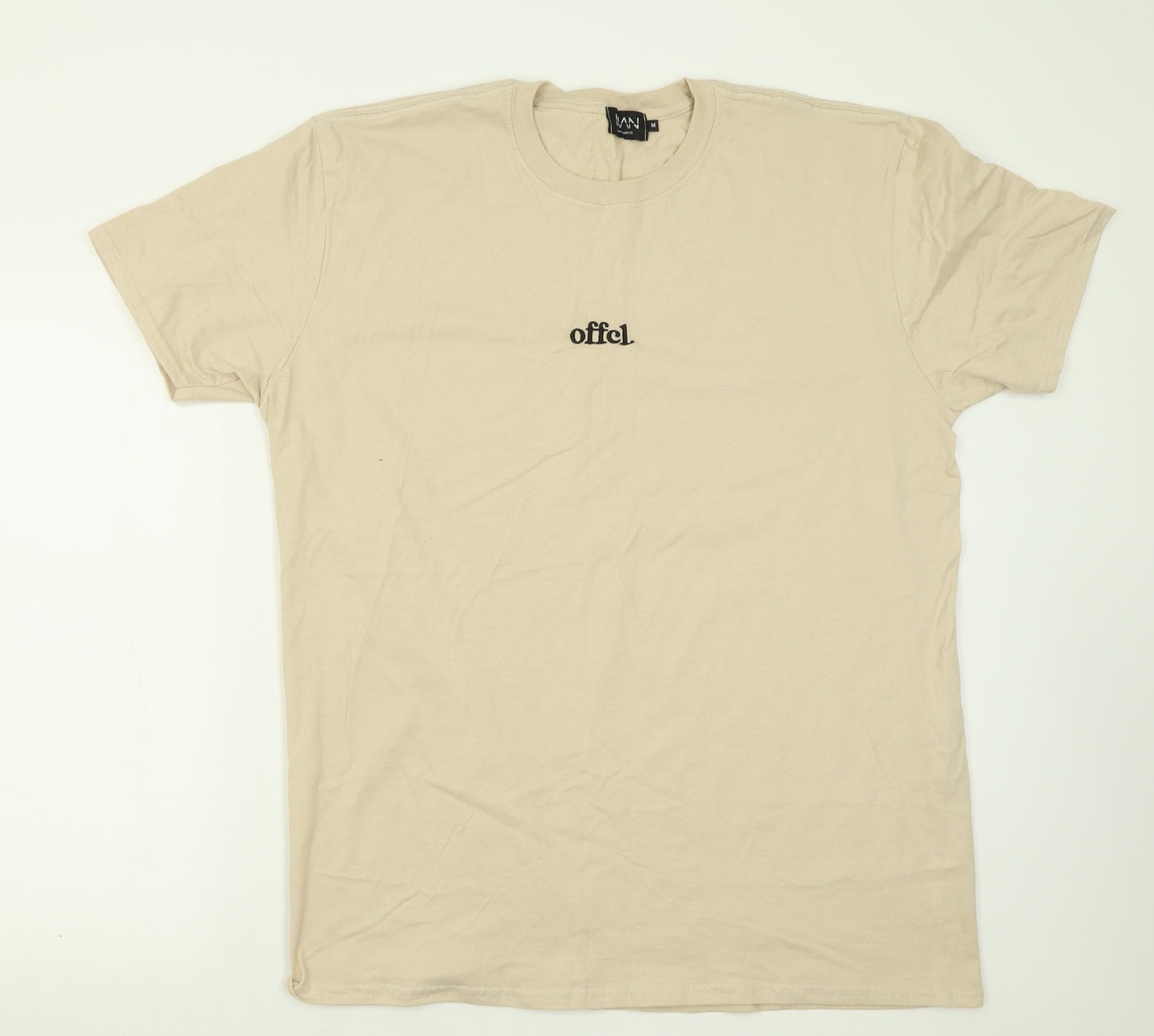 Boohoo Mens Beige  Polyester  T-Shirt Size M Crew Neck