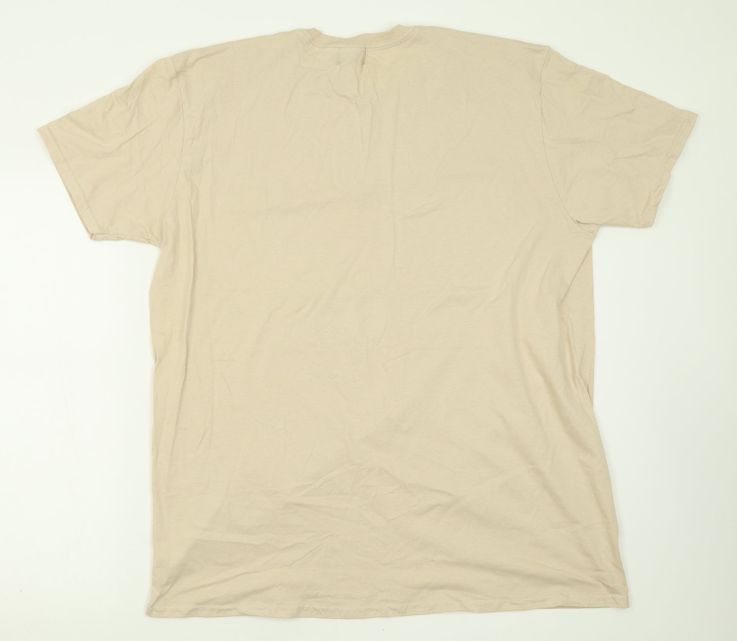 Boohoo Mens Beige  Polyester  T-Shirt Size M Crew Neck