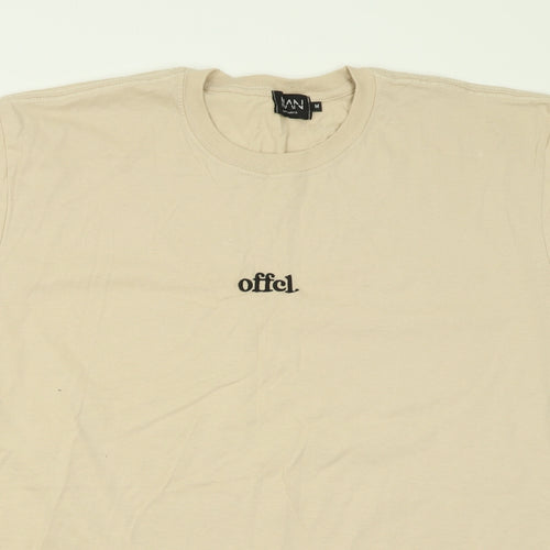 Boohoo Mens Beige  Polyester  T-Shirt Size M Crew Neck