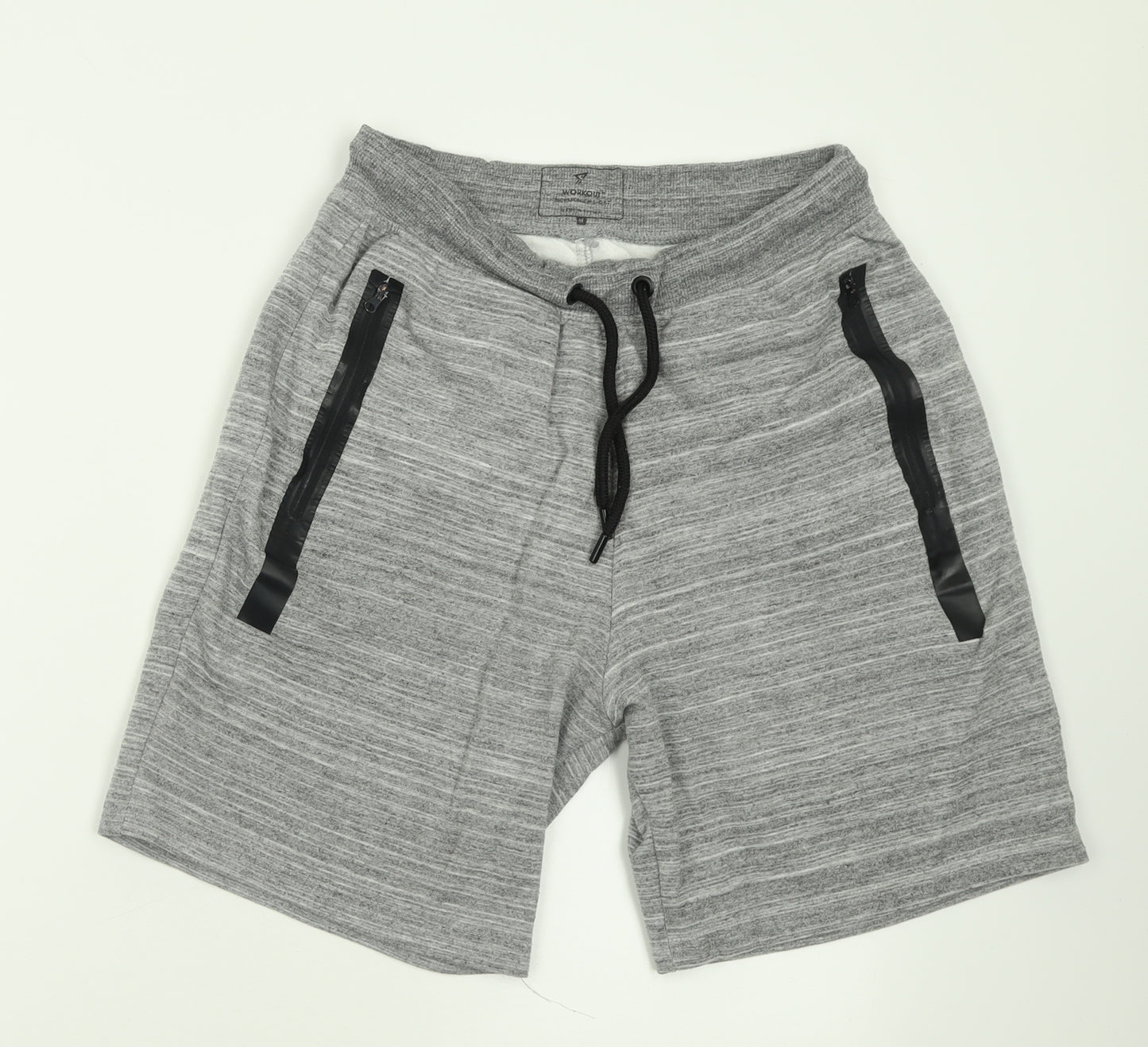 Work Out Mens Grey  Polyester Sweat Shorts Size M L7 in Regular Tie