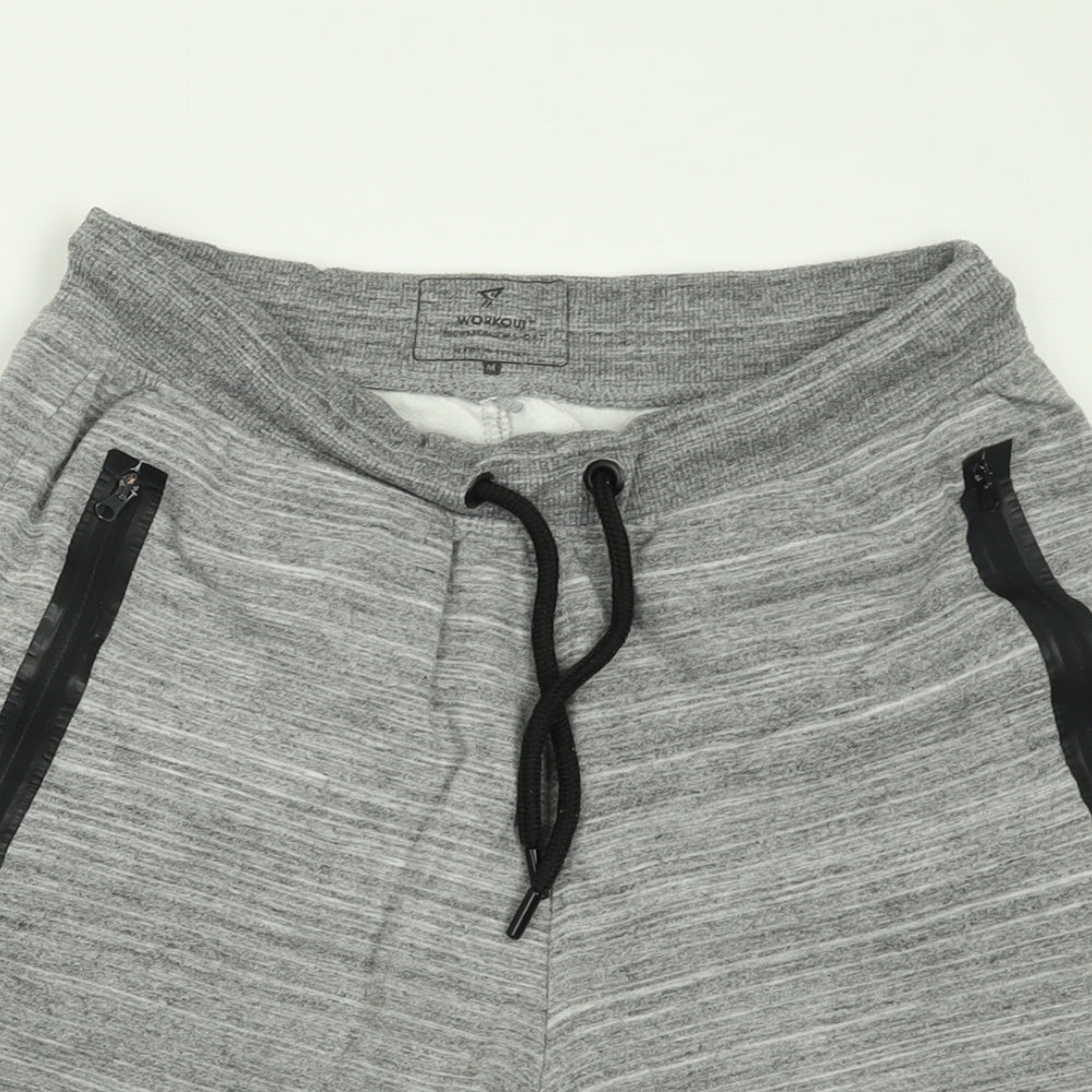 Work Out Mens Grey  Polyester Sweat Shorts Size M L7 in Regular Tie