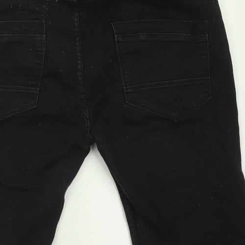 Peacocks Mens Black  Cotton Bermuda Shorts Size 34 in L10 in Regular Button