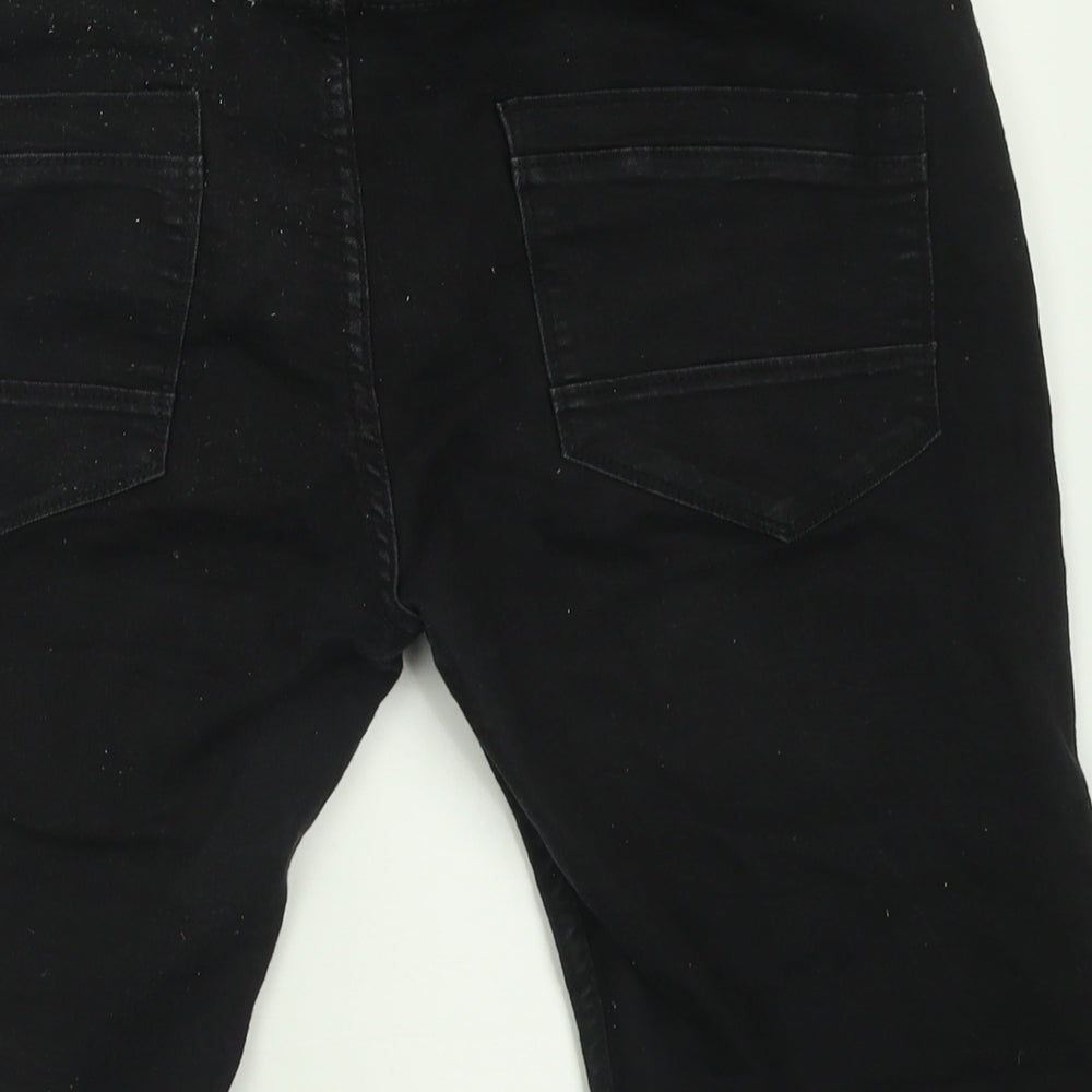 Peacocks Mens Black  Cotton Bermuda Shorts Size 34 in L10 in Regular Button