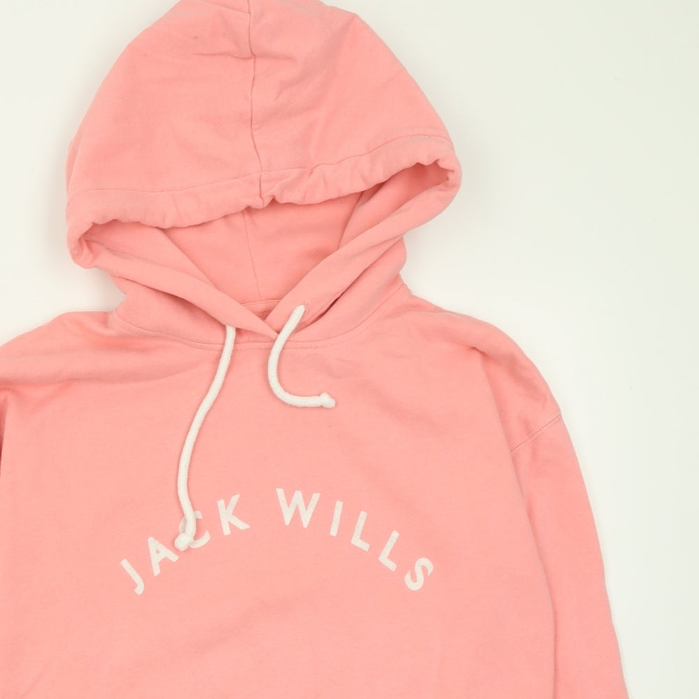 Jack Wills Womens Pink  Cotton Pullover Hoodie Size 8  Pullover - Cropped