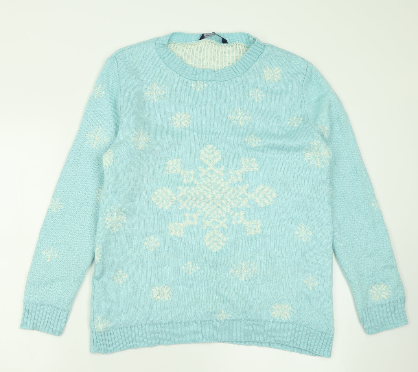 Store Twenty One Womens Blue Collared Geometric Acrylic Pullover Jumper Size M