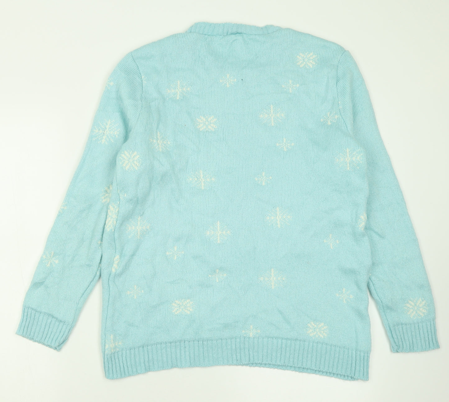 Store Twenty One Womens Blue Collared Geometric Acrylic Pullover Jumper Size M