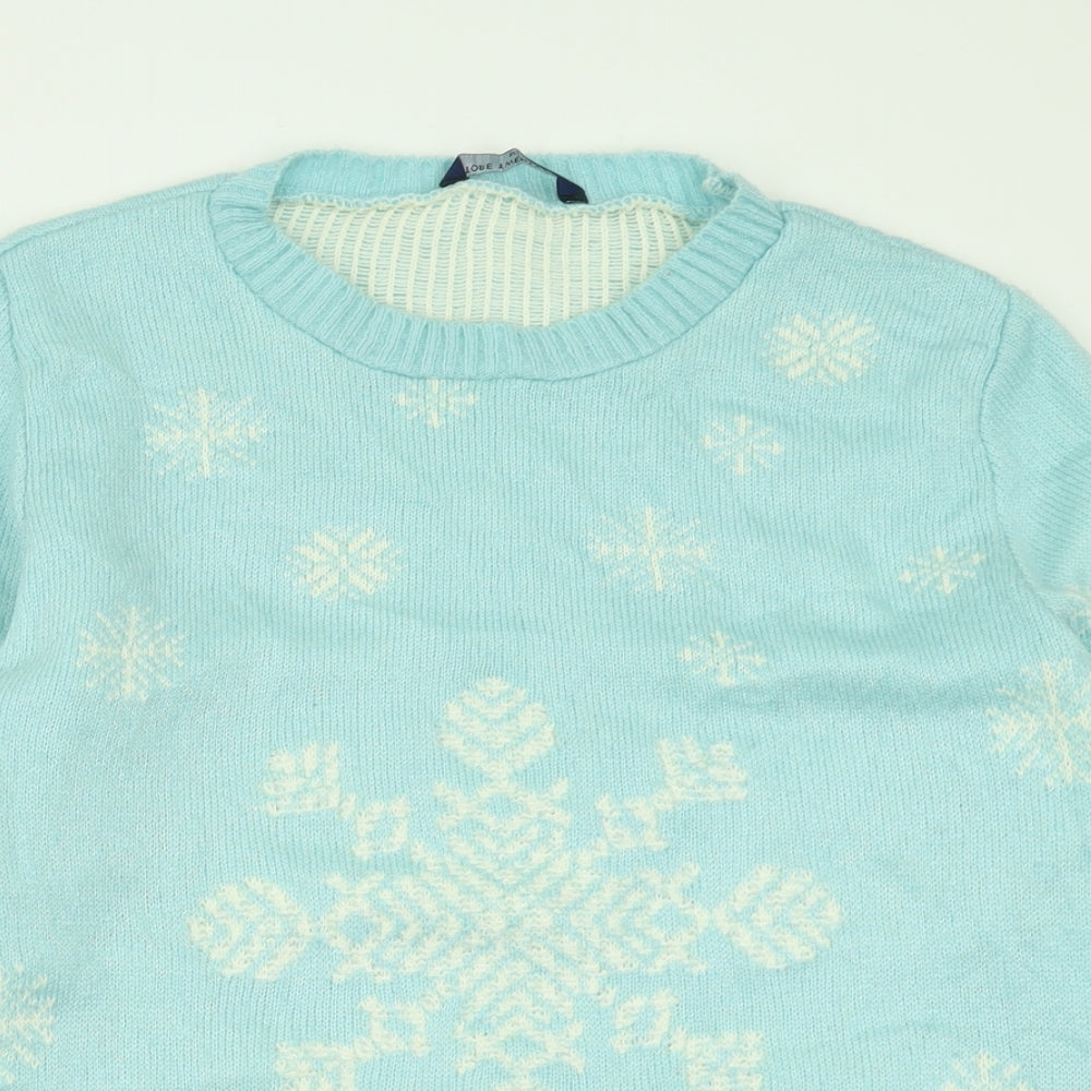 Store Twenty One Womens Blue Collared Geometric Acrylic Pullover Jumper Size M