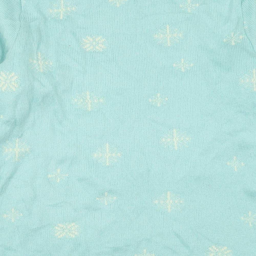 Store Twenty One Womens Blue Collared Geometric Acrylic Pullover Jumper Size M