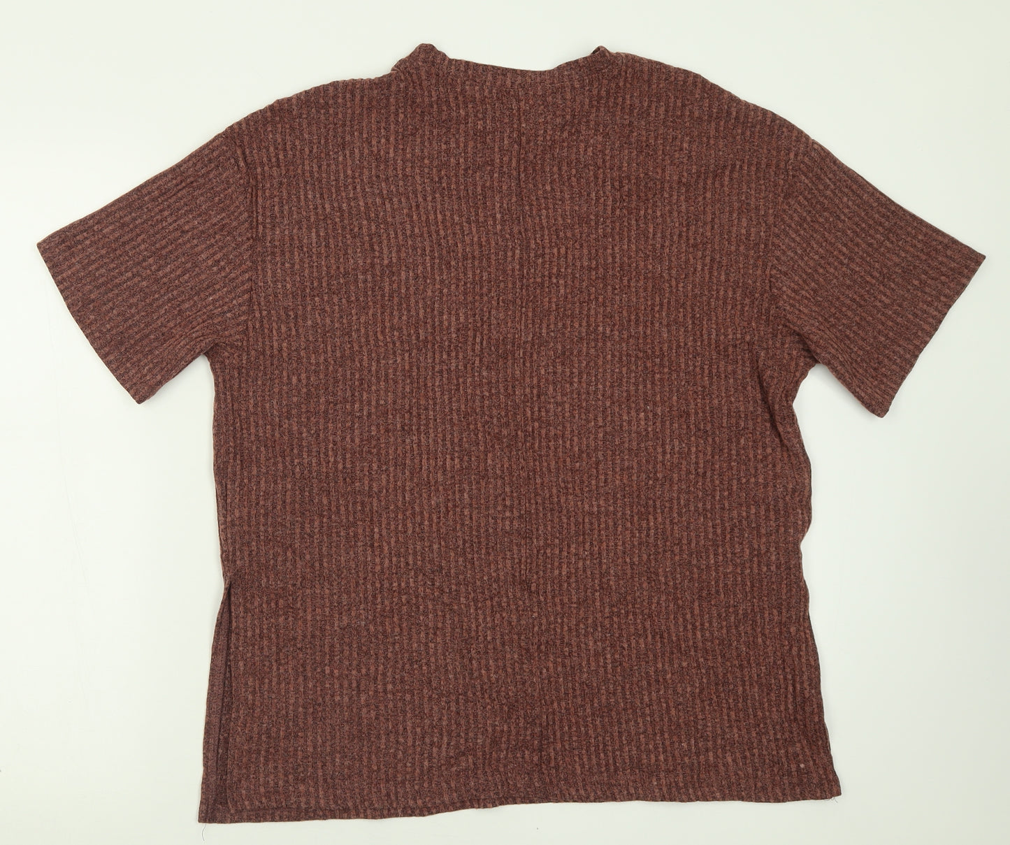 Primark Womens Brown  Polyester Basic T-Shirt Size XS Crew Neck