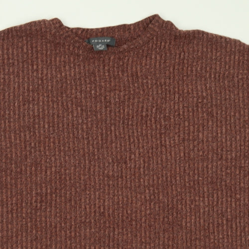 Primark Womens Brown  Polyester Basic T-Shirt Size XS Crew Neck