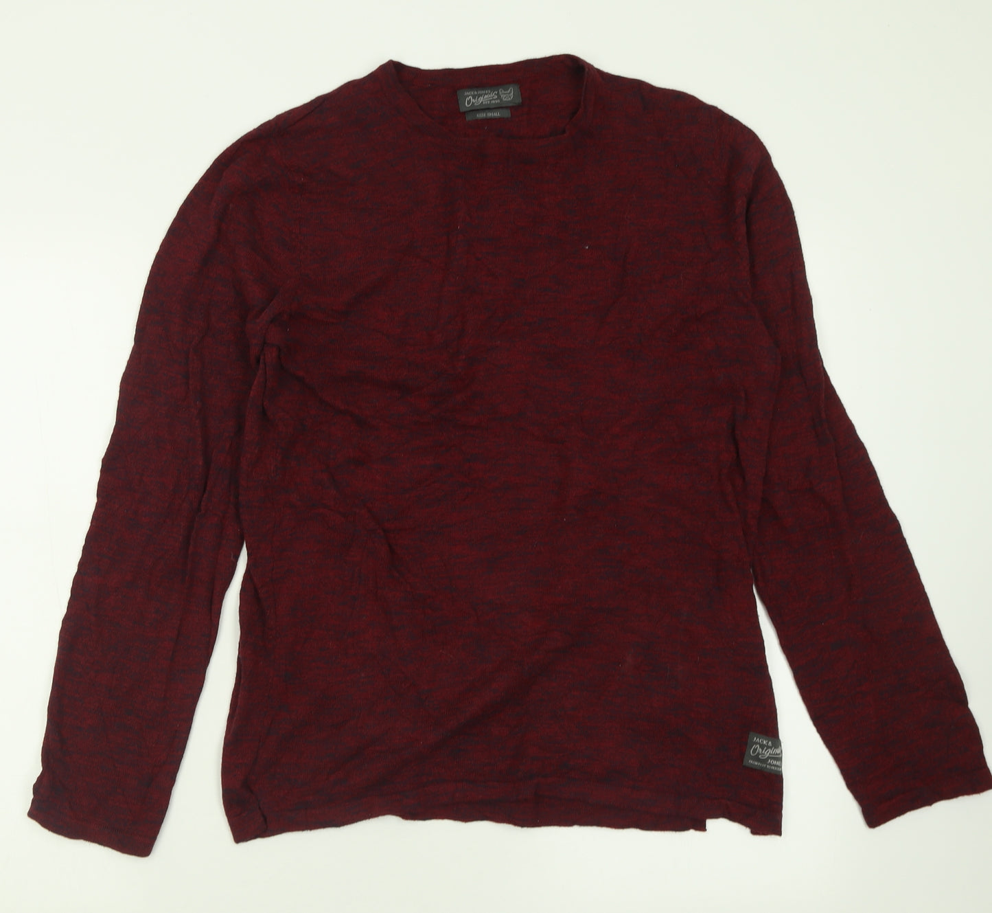 JACK & JONES Mens Red Crew Neck  Acrylic Pullover Jumper Size S