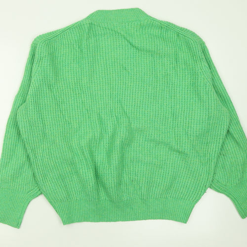H&M Womens Green Crew Neck  Acrylic Pullover Jumper Size S