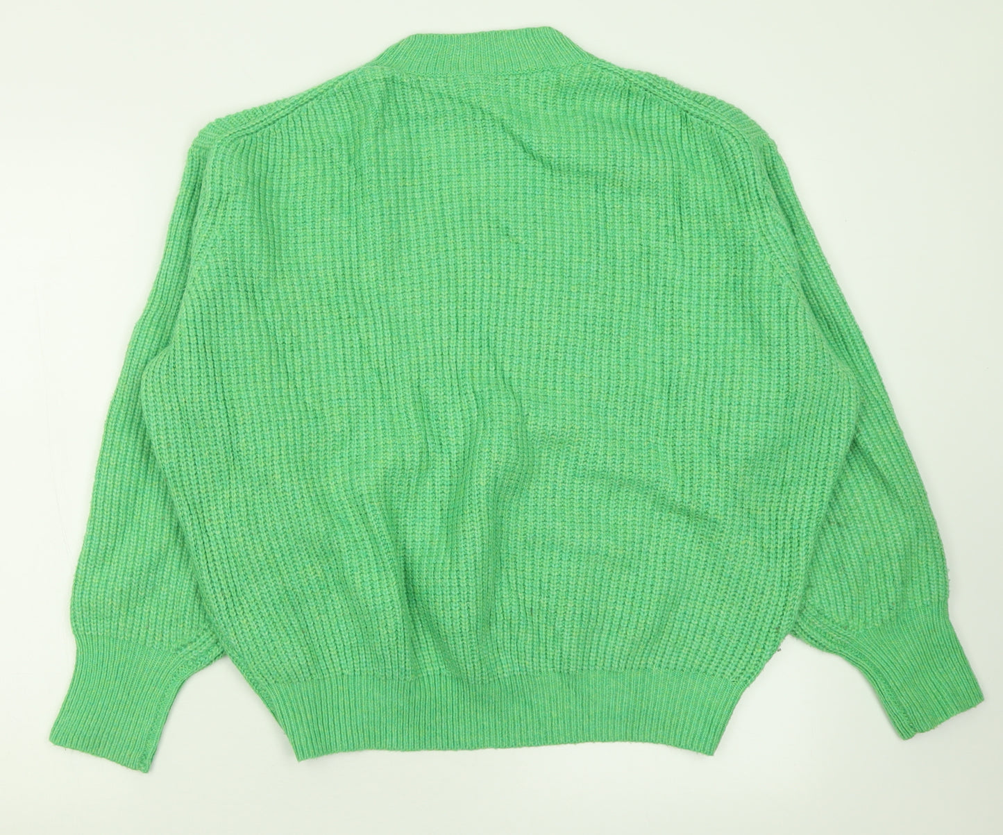 H&M Womens Green Crew Neck  Acrylic Pullover Jumper Size S