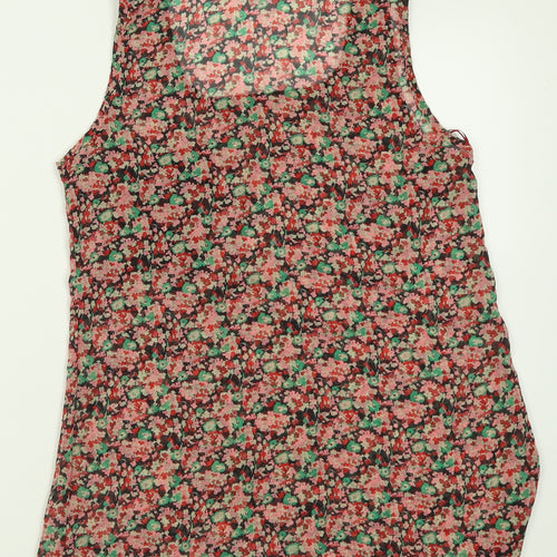 Exhibit Womens Red Floral Polyester Basic Tank Size 8 Scoop Neck