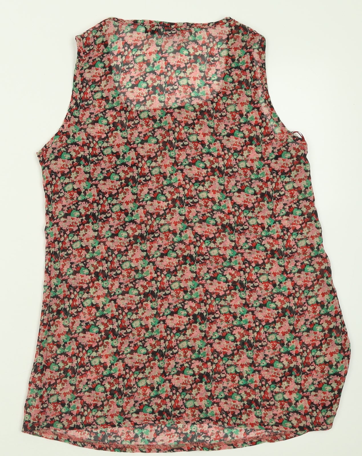 Exhibit Womens Red Floral Polyester Basic Tank Size 8 Scoop Neck