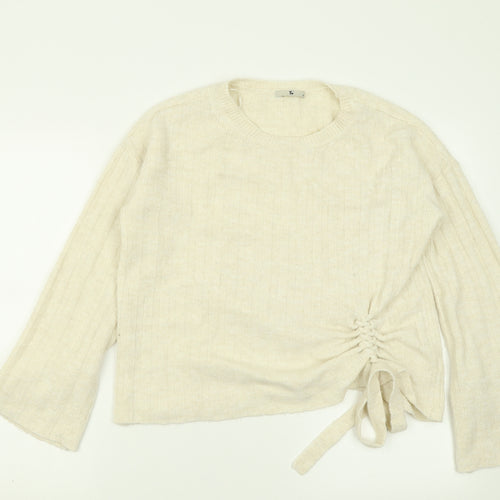 TU Womens Ivory Crew Neck  Acrylic Pullover Jumper Size 10