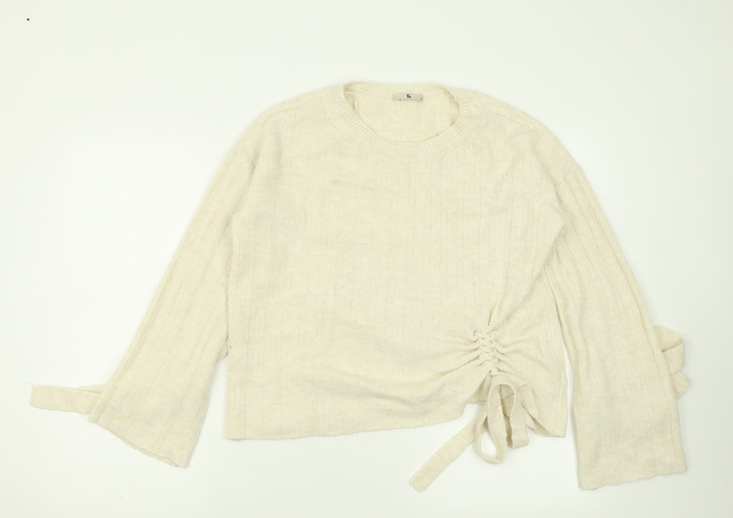 TU Womens Ivory Crew Neck  Acrylic Pullover Jumper Size 10