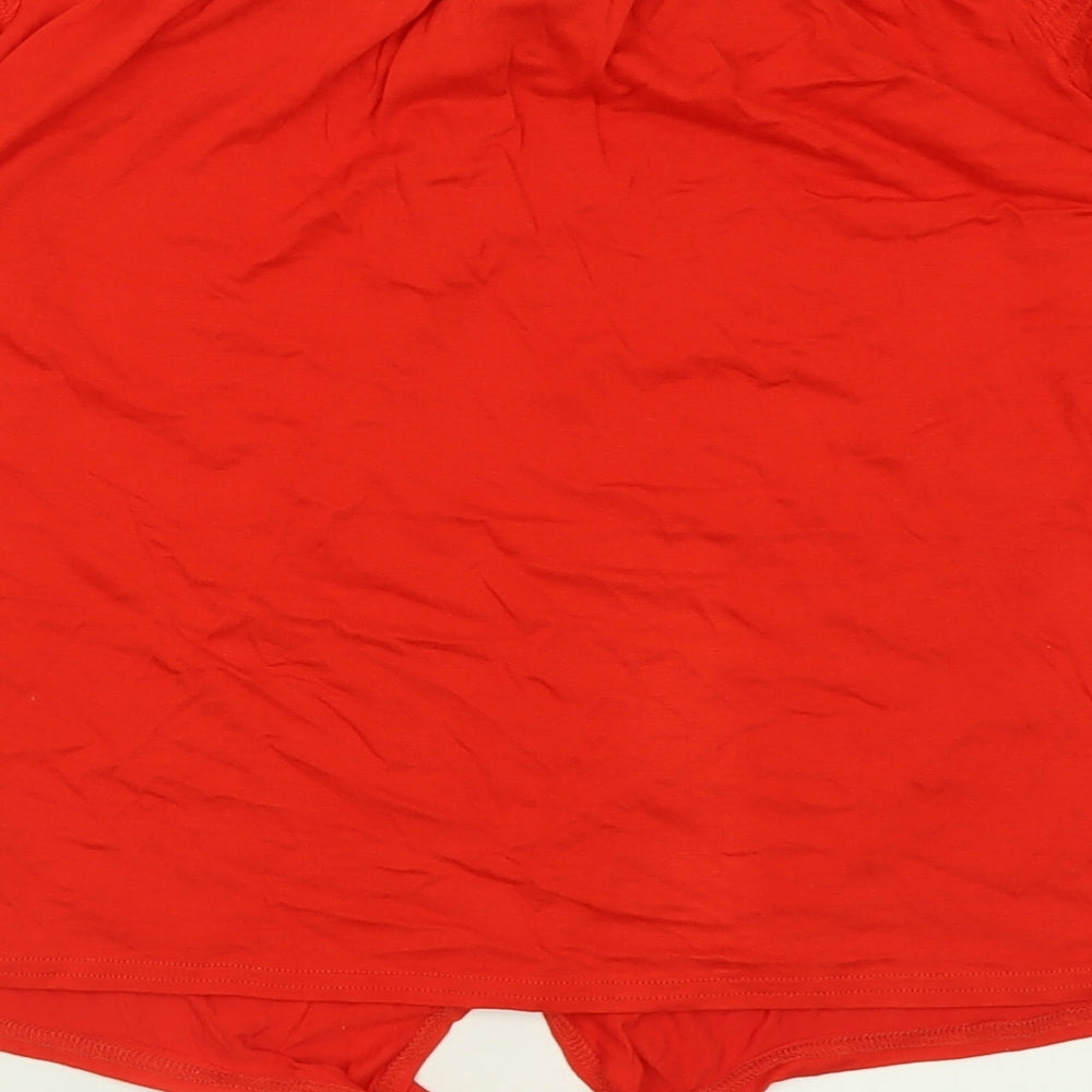 New Look Womens Red  Viscose Basic T-Shirt Size 10 Boat Neck