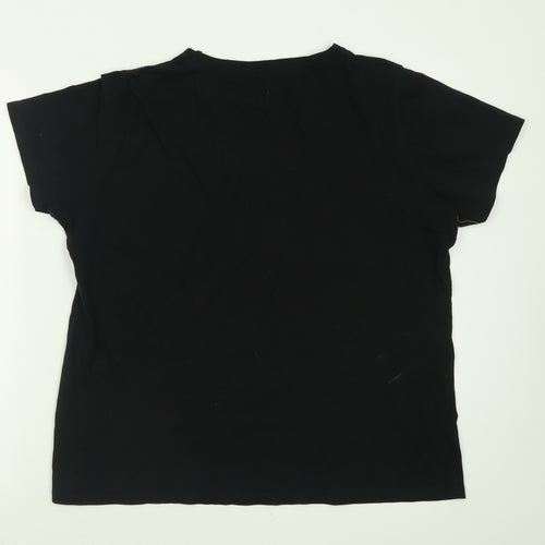 New Look Womens Black  Cotton Basic T-Shirt Size 16 Crew Neck