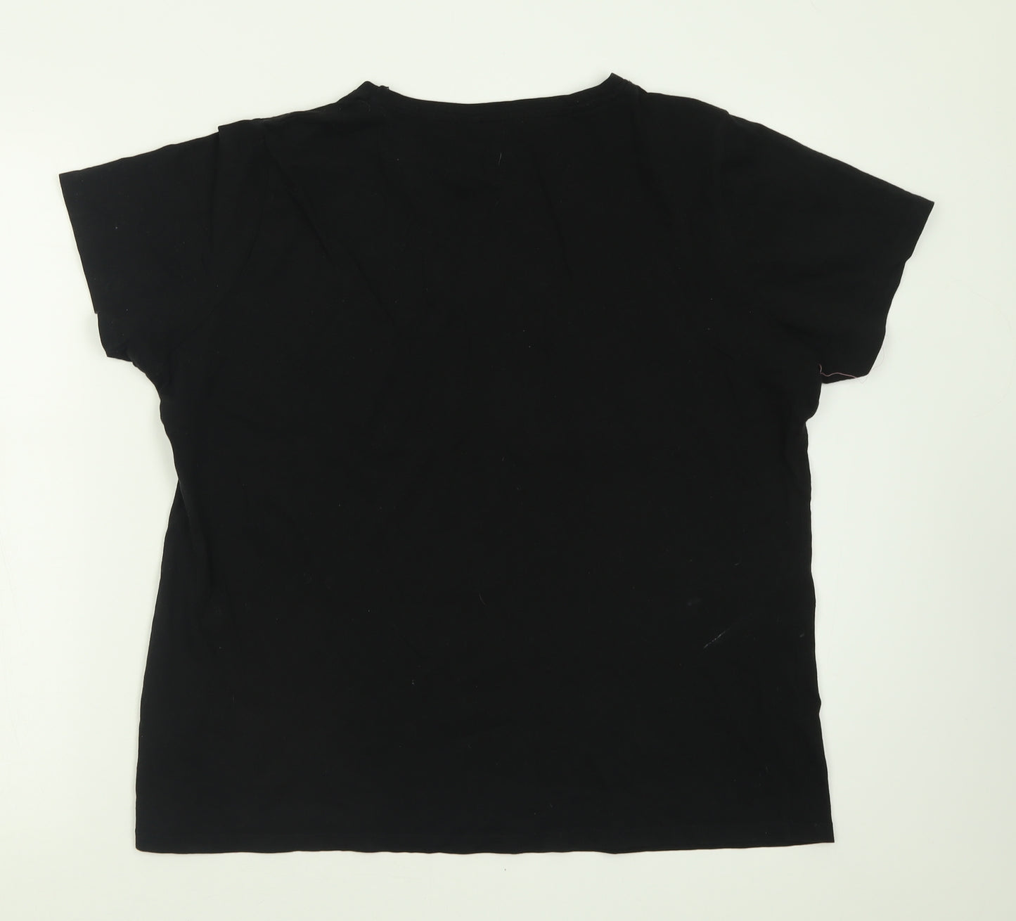 New Look Womens Black  Cotton Basic T-Shirt Size 16 Crew Neck