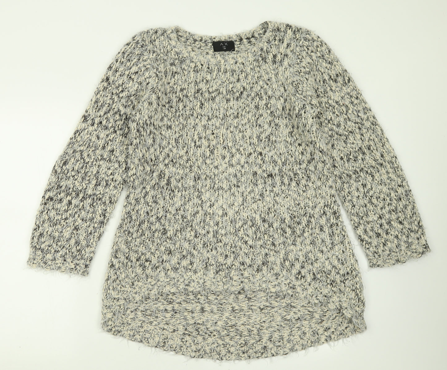 AX Paris Womens Grey Boat Neck  Acrylic Pullover Jumper Size S