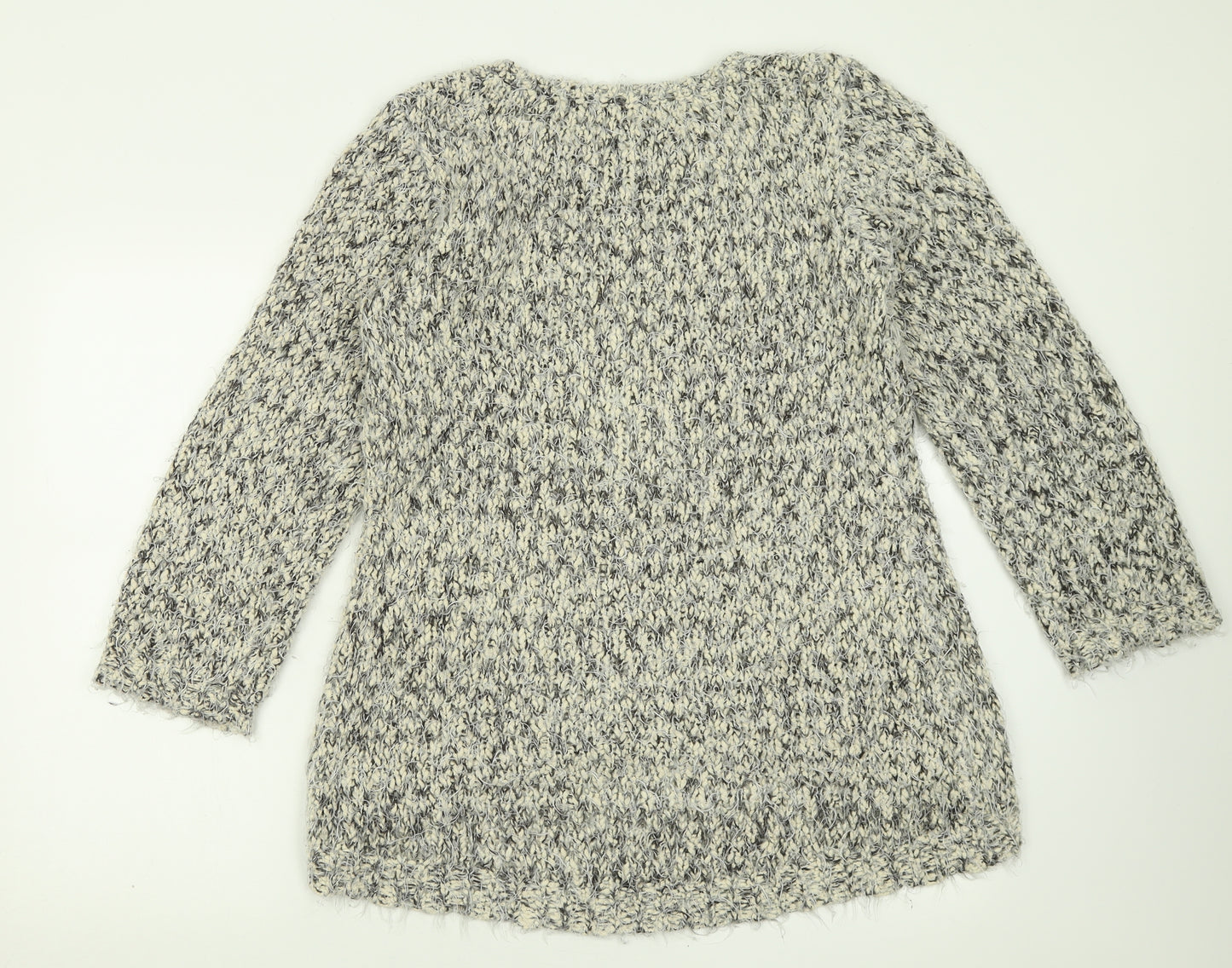 AX Paris Womens Grey Boat Neck  Acrylic Pullover Jumper Size S