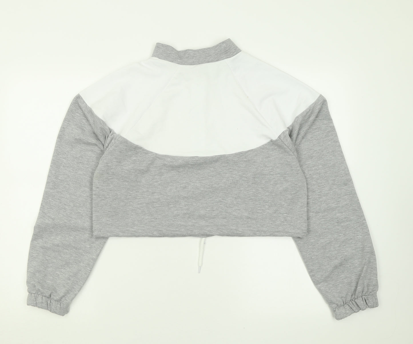 Boohoo Womens Grey Striped Cotton Pullover Sweatshirt Size S  Zip - Cropped
