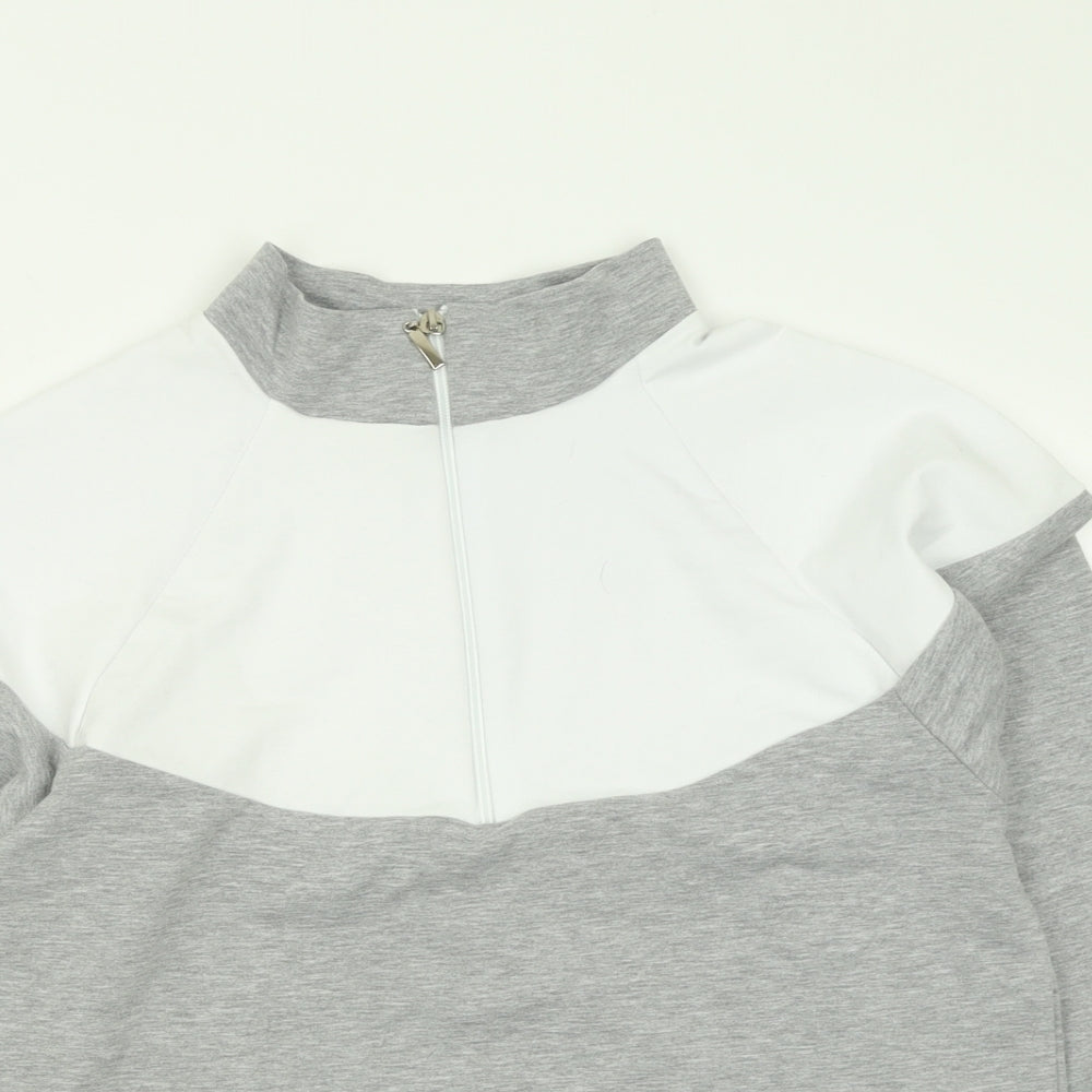 Boohoo Womens Grey Striped Cotton Pullover Sweatshirt Size S  Zip - Cropped