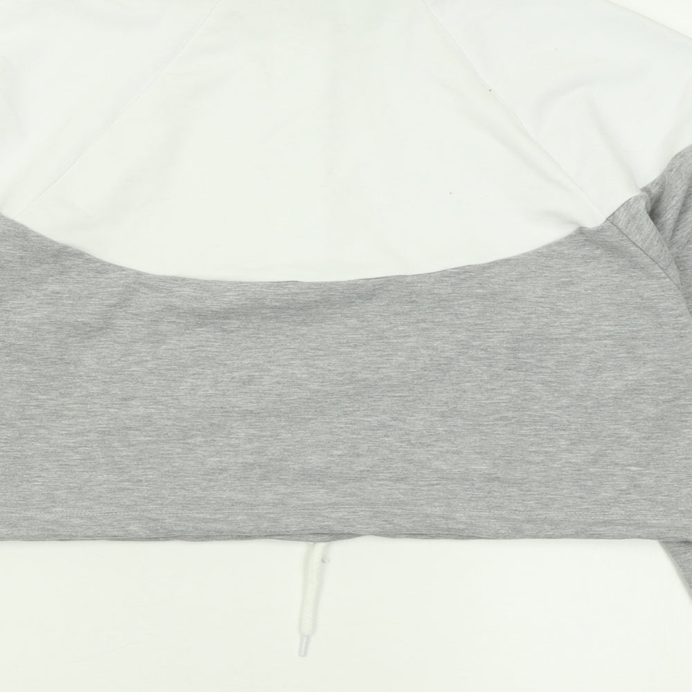 Boohoo Womens Grey Striped Cotton Pullover Sweatshirt Size S  Zip - Cropped
