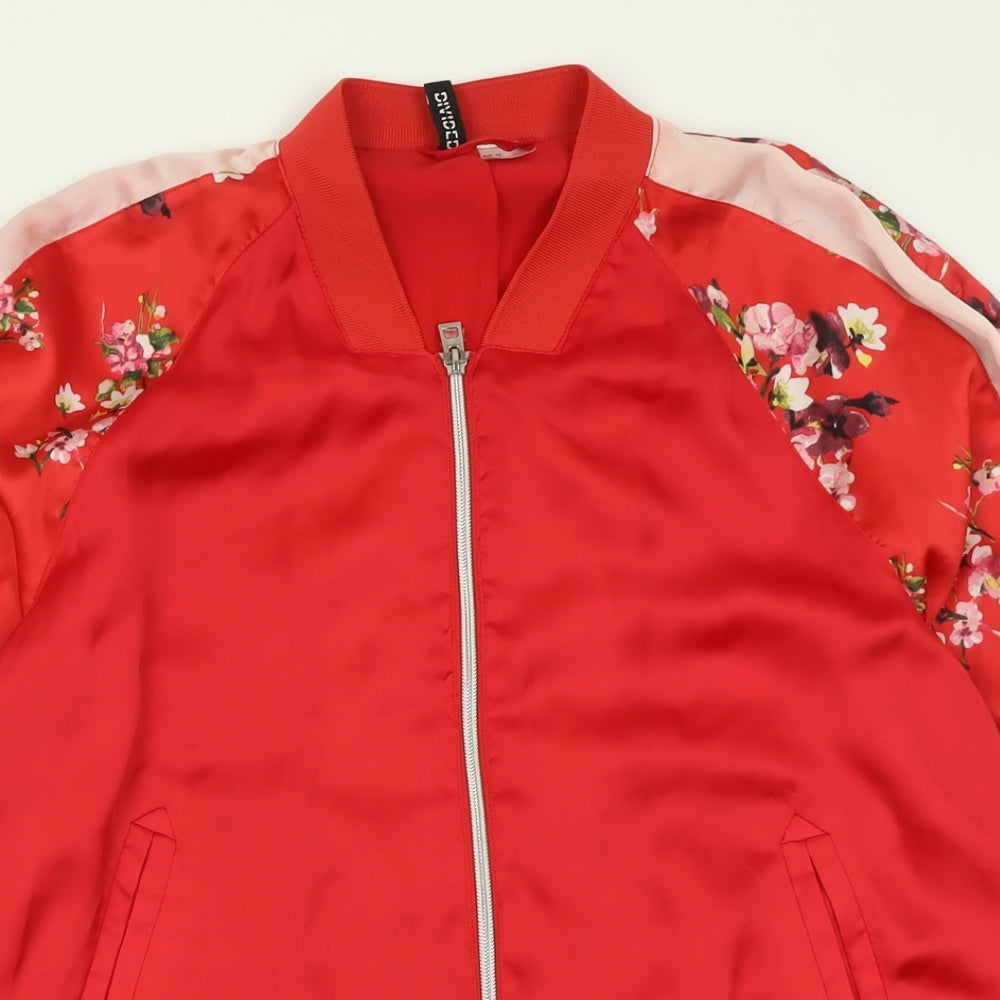 H&M Womens Red Floral  Jacket  Size 16  Zip