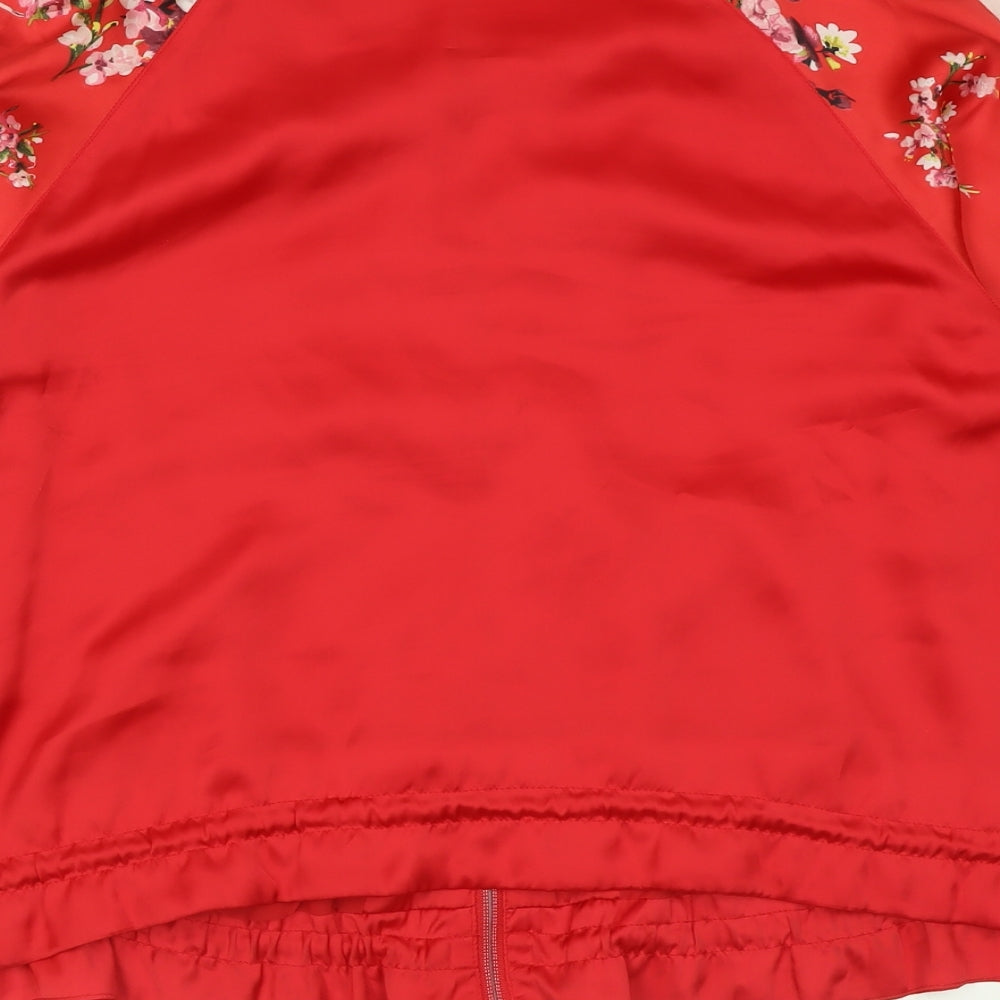 H&M Womens Red Floral  Jacket  Size 16  Zip