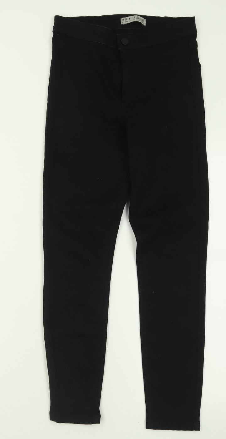 Denim & Co. Womens Black  Cotton Skinny Jeans Size 10 L25 in Regular Button