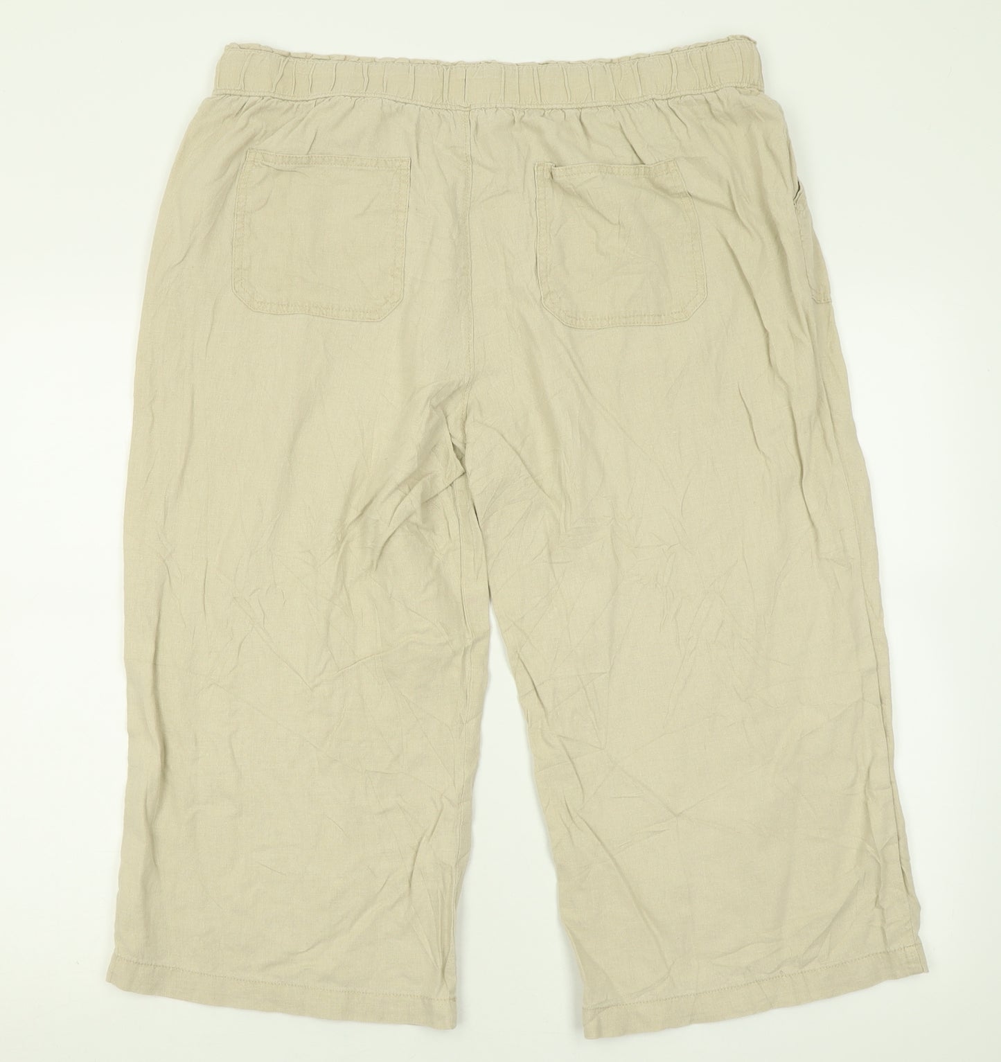 TU Womens Beige  Linen Trousers  Size 18 L20 in Regular Tie