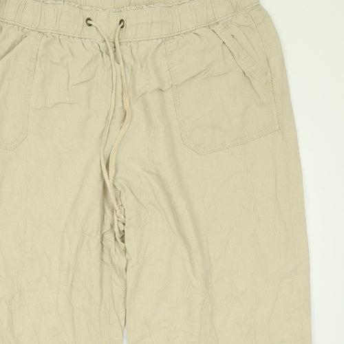 TU Womens Beige  Linen Trousers  Size 18 L20 in Regular Tie