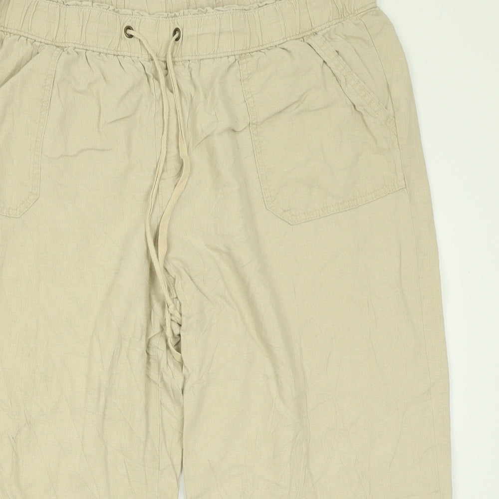 TU Womens Beige  Linen Trousers  Size 18 L20 in Regular Tie