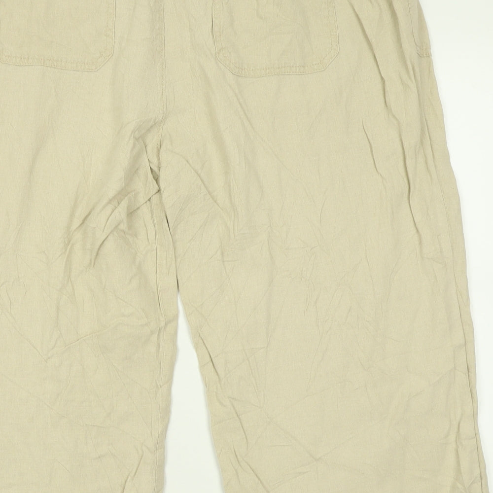 TU Womens Beige  Linen Trousers  Size 18 L20 in Regular Tie