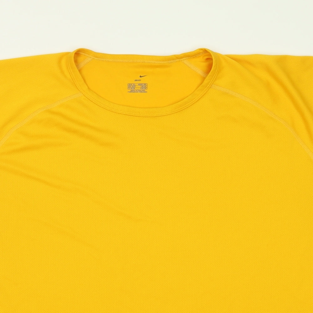 Nike Mens Yellow  Polyester Basic T-Shirt Size XL Crew Neck Pullover