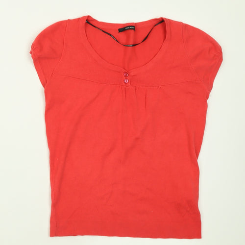 VERO MODA Womens Pink  Acrylic Basic T-Shirt Size S Crew Neck