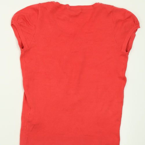 VERO MODA Womens Pink  Acrylic Basic T-Shirt Size S Crew Neck