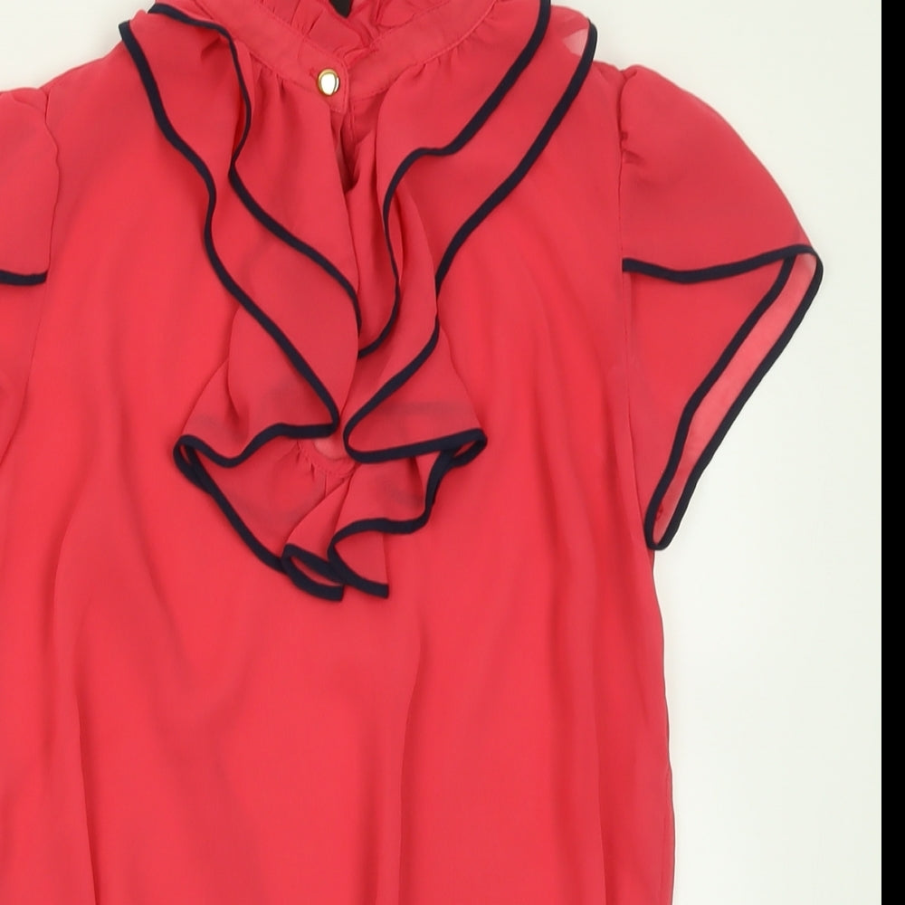 River Island Womens Pink  Polyester Basic Tank Size 10 Collared