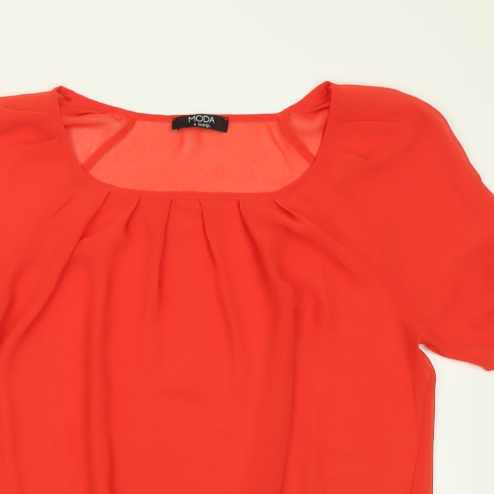 George Womens Red  Polyester Basic T-Shirt Size 10 Scoop Neck